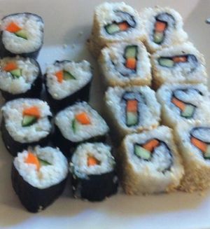 vegan sushi at Loving Bistro in Prague