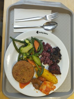 Buffet food at Loving Bistro in Prague