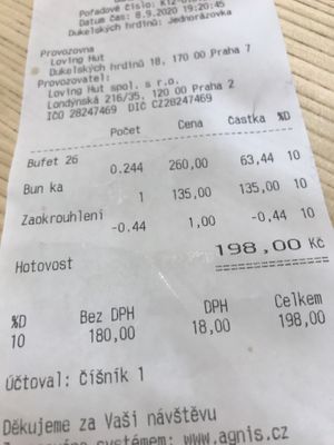 bill at Loving Bistro in Prague