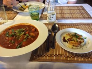 potato goulash and gratin potatoes  at LoVeg in Prague