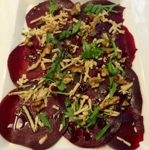 Beetroot Carpaccio at LoVeg in Prague