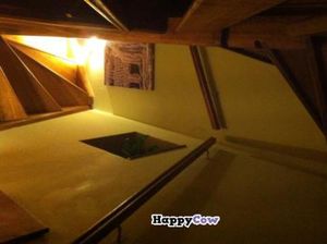 Stairs up to the restaurant at LoVeg in Prague