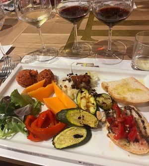 Vegan tasting plate-soy “meat”   at Tenuta Torciano in Florence