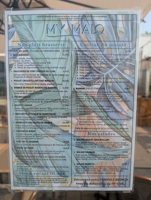 La carte at MY MALO in Dunkirk