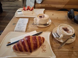 Vegan hibiscus croissant at Le Pain Quotidien in Charleroi