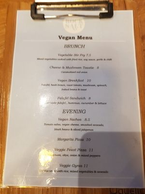 Vegan menu at Rocksalt in Crosby