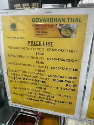 Menu  at Govardhan Thai in Brampton