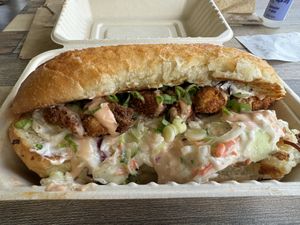 SHRIMP PO BOY  at Vegan Mob in Vallejo