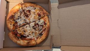 Plant Meat Lovers pizza at Odd Burger in Victoria