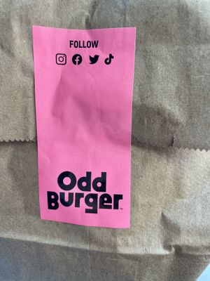 Sticker for take-out bags  at Odd Burger in Victoria