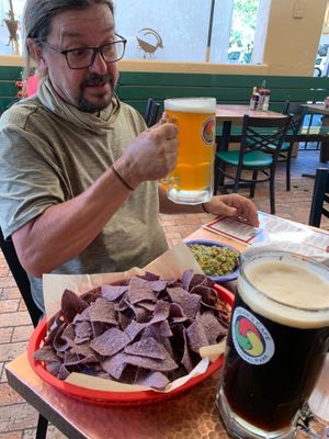 Happy hubby!  at Oscar's Cafe in Springdale