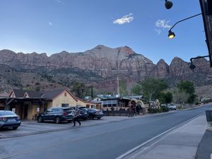 Outside  at Oscar's Cafe in Springdale