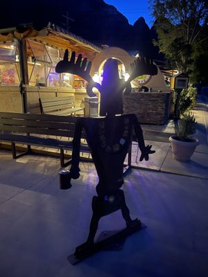 Outside  at Oscar's Cafe in Springdale