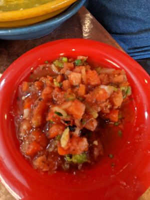 Salsa is more like a pico, great flavor! at Oscar's Cafe in Springdale