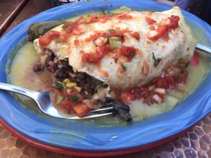 Sautéed Veggie Burrito (Vegan and Baked) at Oscar's Cafe in Springdale