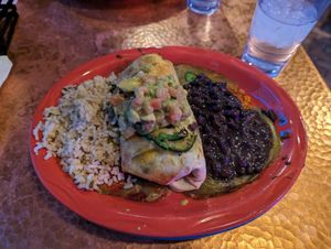 Sweet potato burrito (veganized) at Oscar's Cafe in Springdale