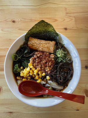Shoyu ramen  at Vegan Friendly Ramen by Playpen Friends in Nara