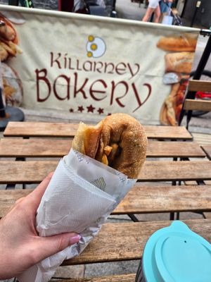 Potato and spinach filo roll at Killarney Bakery in Killarney