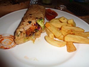 take away from Govindas, hald of my wrap! at Govinda's in Swansea