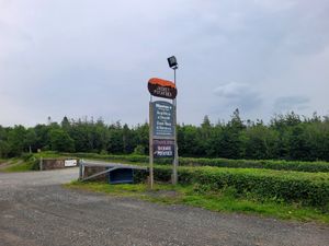 Hooton's Homegrown Brynsiencyn Farm Shop Outside (Road Sign) at Hooton's Homegrown in Llanfairpwllgwyngyll