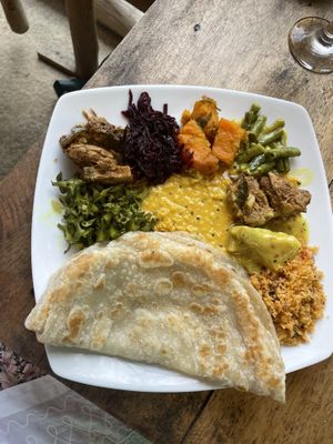 Gee Paratha and vegetable curry   at The Clay Pot in Ella