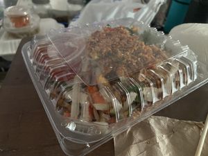 The lotus salad, it’s HUGE lol  at Tang's Asian Vegetarian in San Jose