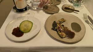 Courgette et feuille de figuier at Datil in Paris