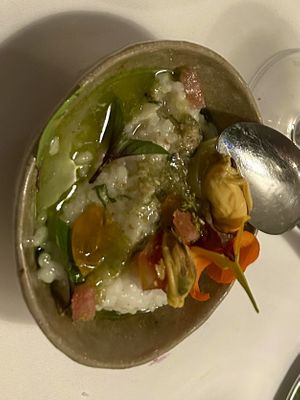 Congee was amazing   at Datil in Paris