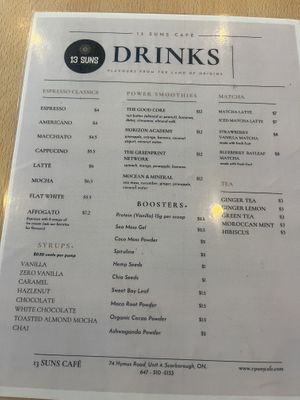 Wide variety of hot and cold drinks  at 13 SUNS Ethiopian Café & Eatery in Toronto