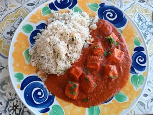 Tofu Rogan Josh with Cumin Rice at Ripples in Marsalforn