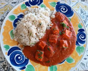 Tofu Rogan Josh with Cumin Rice at Ripples in Marsalforn