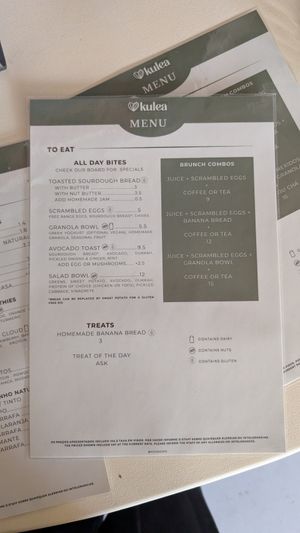 Menu as of 17th September 2025 at Kulea Café in Lisbon