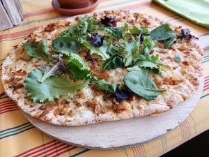 Tarte flambé at Nicolay's Moselterrasse in Zeltingen-rachtig