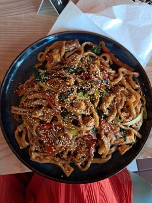Handmade noodles and tofu at Uyghur Noodle House in Helsinki