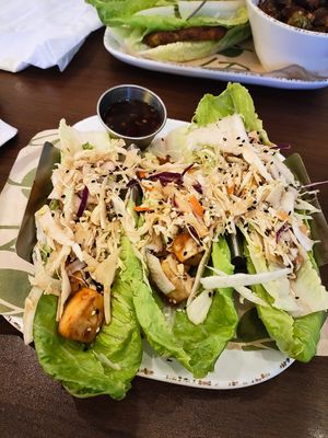 Lettuce wraps with tofu substituted for protein were messy but tasty at Lake Park Diner  in Naples