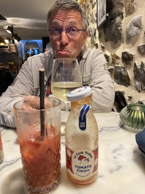 Jus de tomate infusé au romarin: belle découverte 🤪  at Les Grands Vilains in Granville