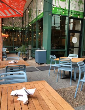 Outdoor seasonal patio at Mill Valley Kitchen in Rochester