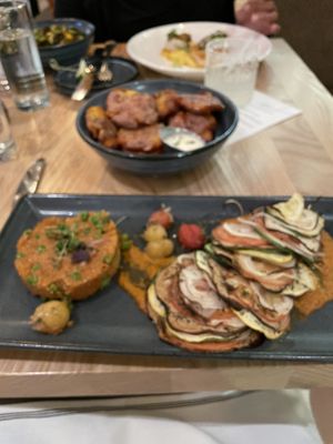 (Blurry bygtp) Ratatouille and the smashed potatoes   at Mill Valley Kitchen in Rochester