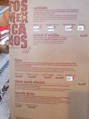 Menu 2 at Los Chicos in Kos