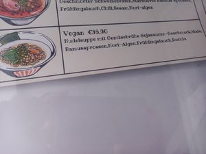 Vegan ramen option in main menu - additional options in specials at Emu in Traben-trarbach