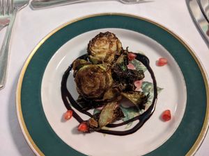 Brussels Sprouts (vegan with cheese removed) at Grand Hotel in Mackinac Island