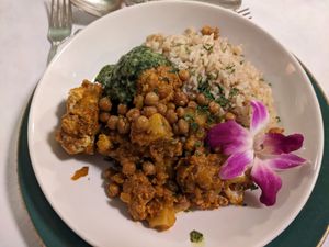 Roasted Cauliflower Aloo Gobi (already vegan) at Grand Hotel in Mackinac Island