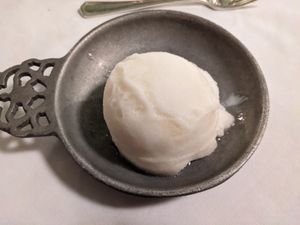 Lemon sorbet (vegan, but pretty sad compared to non-vegan options) at Grand Hotel in Mackinac Island