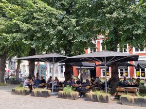 Terrace on the square  at Hawaiian Poké Bowl - Simon Stevinplein in Bruges