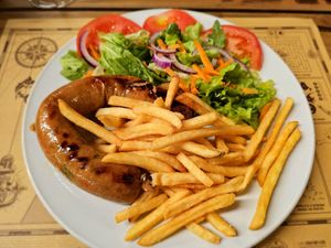 Veggie alheira (no egg). at Bamboo in Ovar