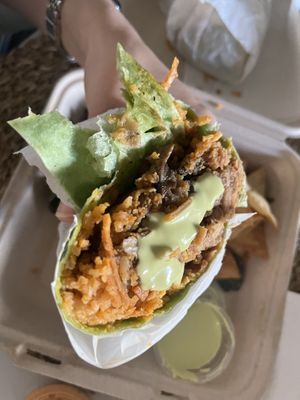 Blue oyster chicken burrito  at Casa Palma Vegan Grill in Los Angeles