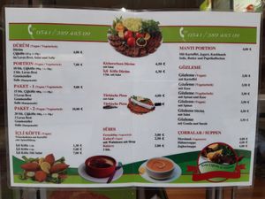 Menu at Vegana in Luebeck
