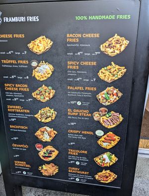 Menu board at Framburi Fries in Vienna