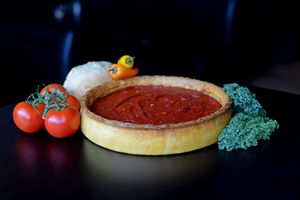 Chicago Style Deep Dish with Vegan Dough and lots of fresh veggies to load inside it. Ask for vegan cheese and you're set! at Crust 54 - Downtown in Holland