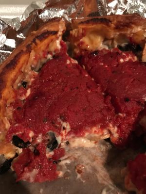 Vegan deep dish pizza at Crust 54 - Downtown in Holland